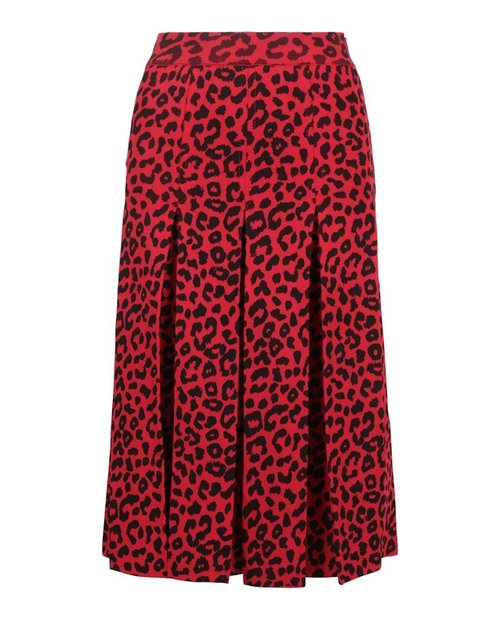 Gucci Leopard Print Silk Skirt - Red - 566310-XKAN3-6249