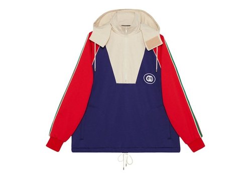 Gucci Logo Half Zip Jacket - Blue Red White - 695987-XJEH0-4742
