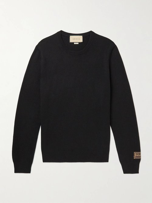 Gucci Logo Jacquard Cashmere Wool Blend Sweater - Black - 694749-XKCD3-1152