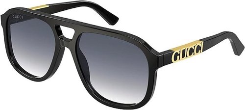 Gucci Logo Pilot Sunglasses - Black/Gold (Gg1188S 002)