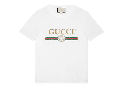 Gucci Logo Washed Print T-Shirt - White