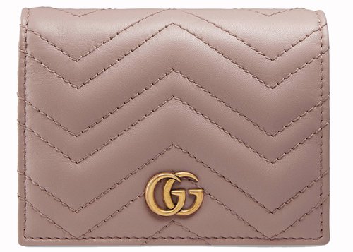 Gucci Marmont GG Card Case Wallet Matelasse - Dusty Pink