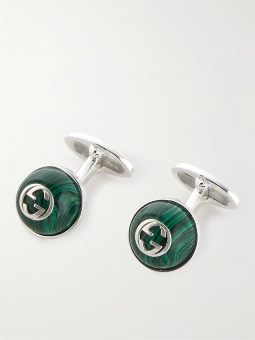 Gucci Marmont Silver Onyx Cufflinks - 8414 - 645589-08349-8414