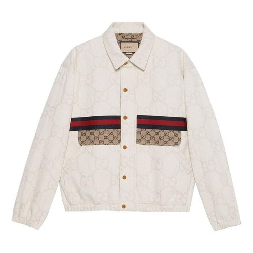 Gucci Maxi GG Denim Jacket With Web - White - 693205-XDB2G-9207