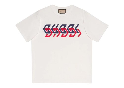 Gucci Mirror LogoPrint ShortSleeve T-Shirt - White/Red/Blue
