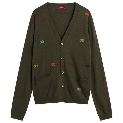 Gucci Multi Colour GG Logo Cardigan - Green - 833671-XKEYI-3018