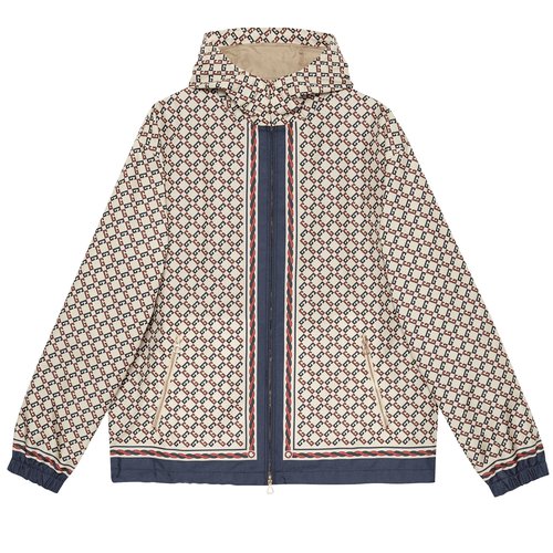 Gucci Nylon Jacket With Geometric G Motif - Ivory Blue - 690272-ZAIXL-9093