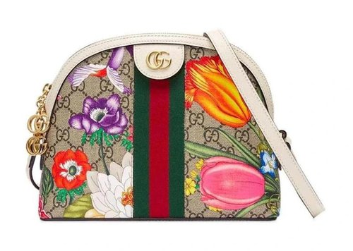 Gucci Ophidia Dome Crossbody GG Supreme Flora - Ivory/Beige