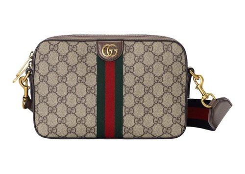 Gucci Ophidia GG Shoulder Bag GG Supreme CanvasRed - Beige/Ebony/Green