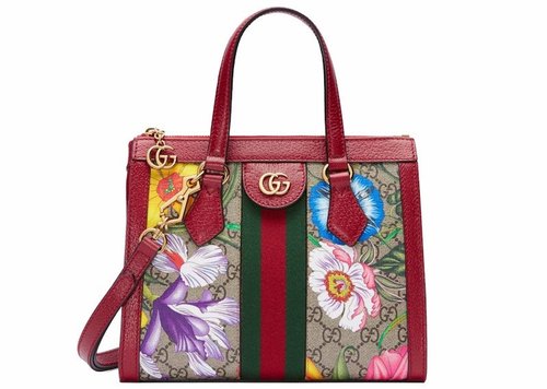 Gucci Ophidia Tote Bag GG Flora Small - Red