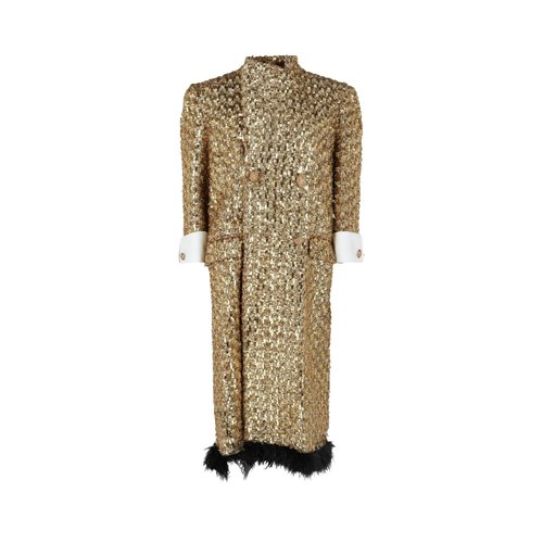 Gucci Ostrich Feather Coat - Gold Black - 674489-Z8AVF-2254