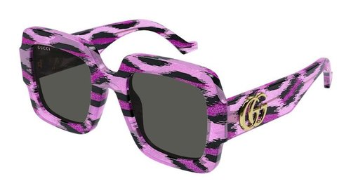 Gucci Oversized Square Frame SunglassesFR - Fuchsia Leopard/Grey (Gg1547S/003