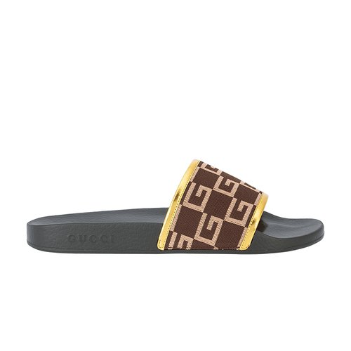 Gucci Pursuit 72 Knit Slide - Brown/Gold/Black - 494758-9HO10-2165