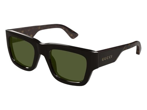 Gucci Rectangle Sunglasses - Brown Havana Green (Gg1668S/004/Fr)
