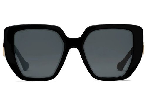 Gucci Rectangular Frame Sunglasses - Black/Gold (663746 J0740 1012)