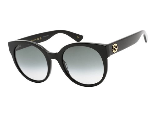 Gucci Round Sunglasses - Shiny Black/Grey Gradient (Gg0035Sn/001)