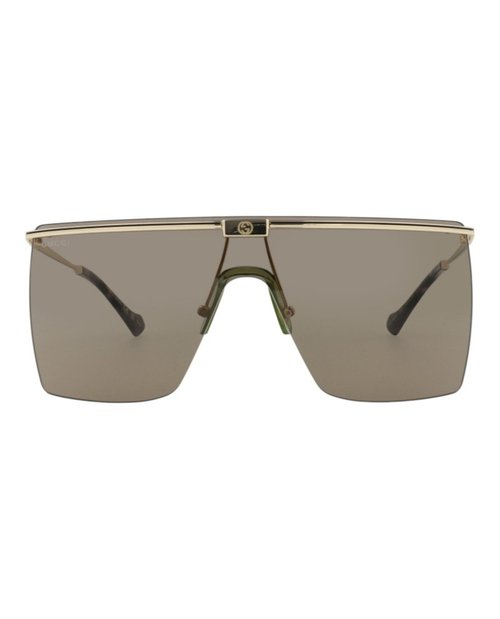 Gucci ShieldFrame Metal Sunglasses - Gold Gold Brown (Gg1096S/30013075/002)