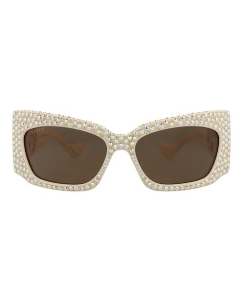 Gucci ShieldFrame Recycled Acetate Sunglasses - Ivory Ivory Brown (Gg1412S/30014422/002)