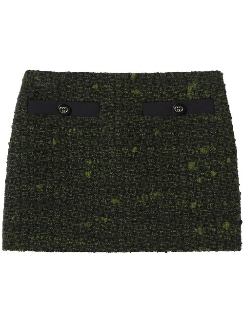Gucci Skirt Multicolor Wool Boucle Green Gonna - 261028