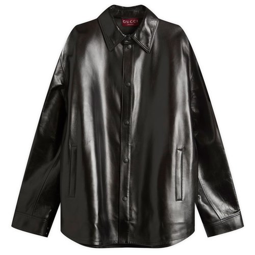 Gucci Soft Nappa Leather Overshirt - Black - 828899-XNAPL-1000