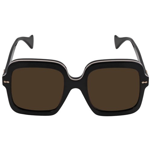 Gucci Square Ladies Sunglasses GG1241S 001 56 - Black/Brown - GG1241S 001 56 7.0000X4.0000X2.0000