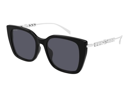 Gucci Square Sunglasses - Black Silver Grey/Grey (Gg1971Sa/002)