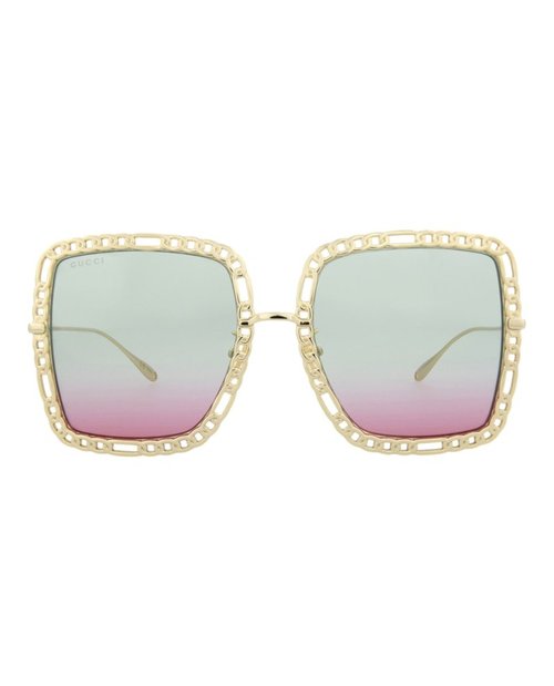 Gucci SquareFrame Metal Sunglasses - Gold Gold Light Blue (Gg1033S/30011787/003)