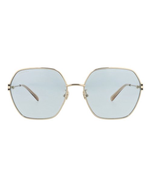 Gucci SquareFrame Metal Sunglasses - Gold Gold Light Blue (Gg1285Sa/30013954/004)