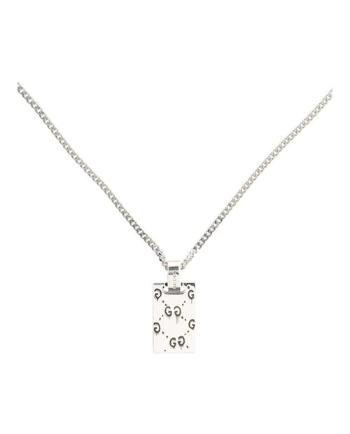 Gucci Sterling Ghost Tag Necklace - Silver - YBB455-315001