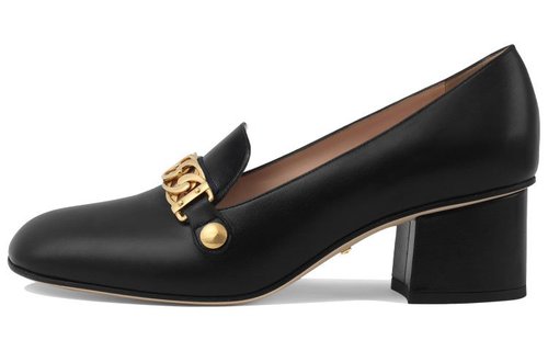 Gucci Sylvie Chain-embellished Leather Mid-Heel Pumps - 362816
