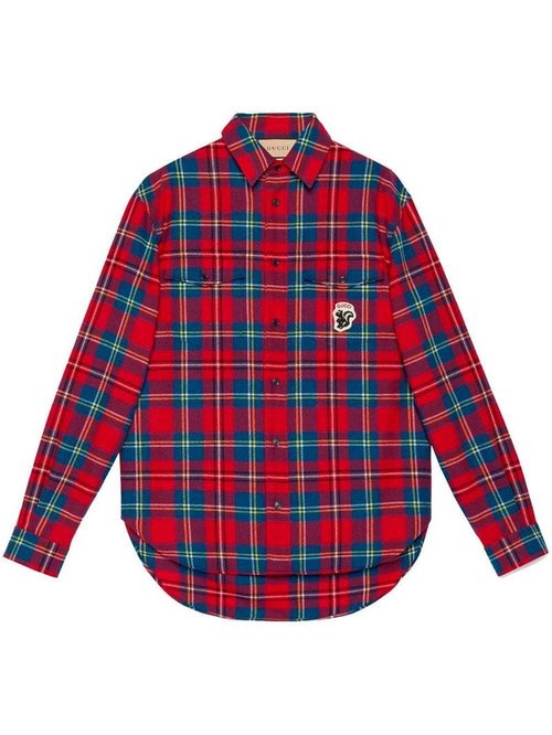 Gucci Tartan SkunkPatch Shirt - Red - 720960-ZAK7U-6499