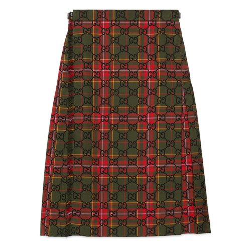 スカート GUCCI SS24 Wool skirt with removable belt (761364Z8BPC 1000) GG jacquard wool bouclé midi skirt in brown - Gucci | Mytheresa