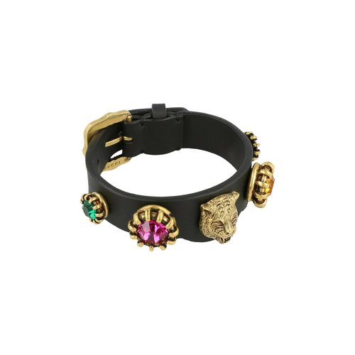 Gucci Tiger Head/Crystal Leather Bracelet - YBA469 415003