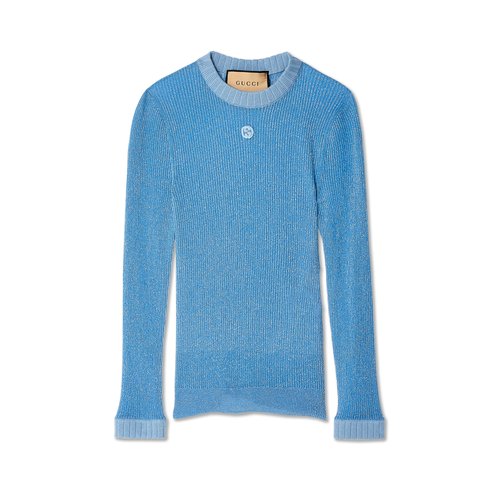Gucci Extra Fine Lamé Knit Top 'Sky Blue' - 764639-XKDNU-4529