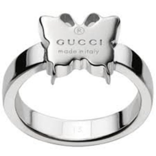 Gucci Trademark Ladies Sterling Sterling Band Ring Size 6 YBC223868001012 - Silver Tone - YBC223-86800-1012