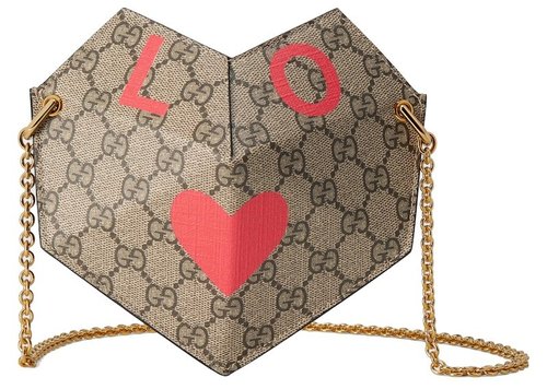 Gucci Valentine's Day Heart Bag Small GG Supreme - Beige/Ebony