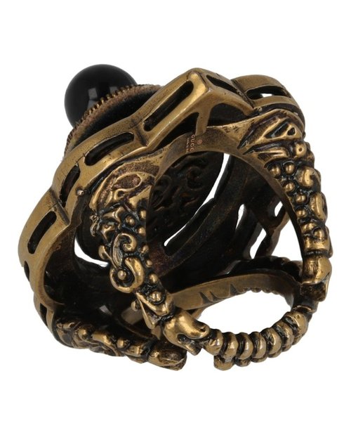 Gucci Velvet And Crystal Pincushion Ring - Gold - YBC4490-34001