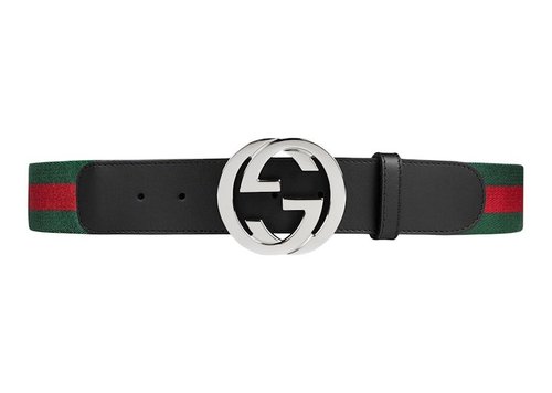 Gucci Web Belt with G Buckle - Green/Red Web