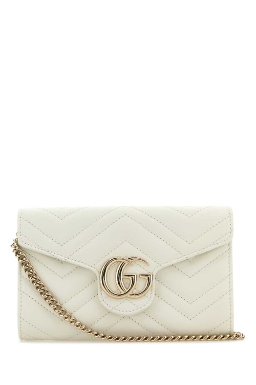 Gucci White Leather Gg Marmont Wallet - 837745-AAET8-9050