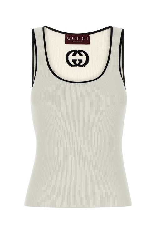 Gucci White Viscose Blend Tank Top - 852456-XKFCZ-9232