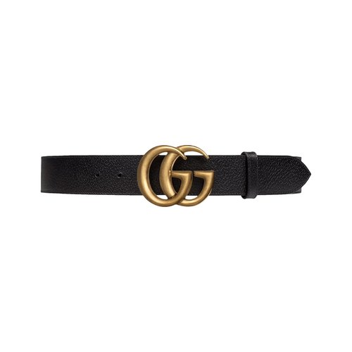 Gucci Wide Leather Belt With Double G Buckle - Black - 406831-DJ20T-1000