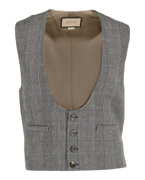 Gucci Wool Blend Plaid Vest - Grey Beige - 685878-ZAILY-1136