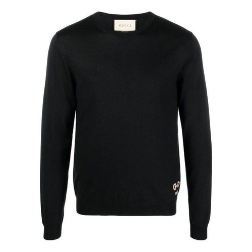 Gucci Wool Sweater With Horsebit Intarsia - Black - 730974-XKCOR-1000