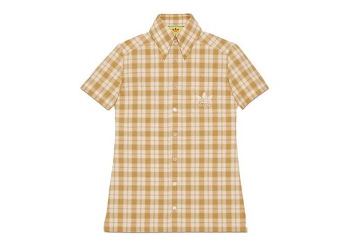 Gucci x adidas Check Cotton Shirt - Beige/White - 702098