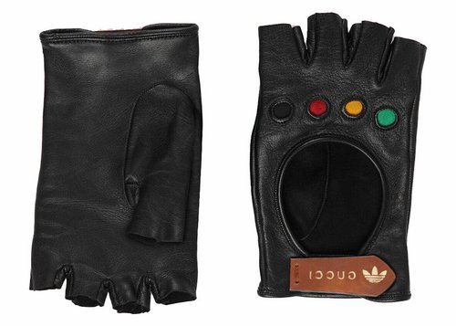Gucci x adidas Fingerless Leather Gloves - Black - 703884