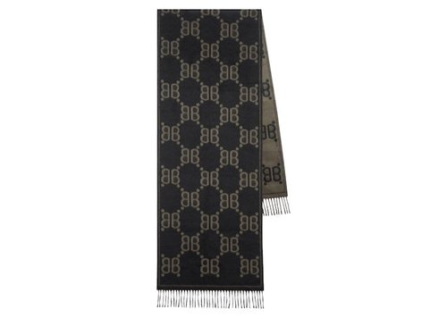 Gucci x Balenciaga The Hacker Project Allover Logo Macro Scarf - Charcoal Grey