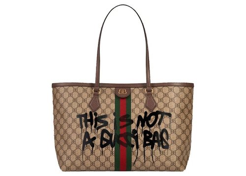 Gucci x Balenciaga The Hacker Project Graffiti Medium Tote Bag - Beige