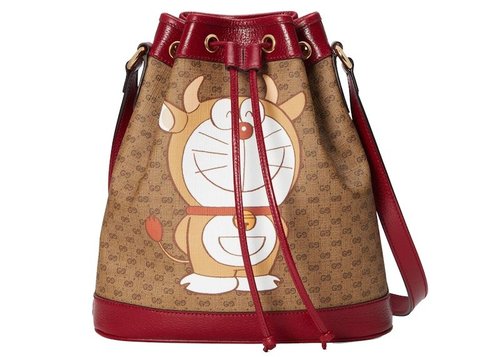 Gucci x Doraemon Bucket Bag Small - Ebony/Beige