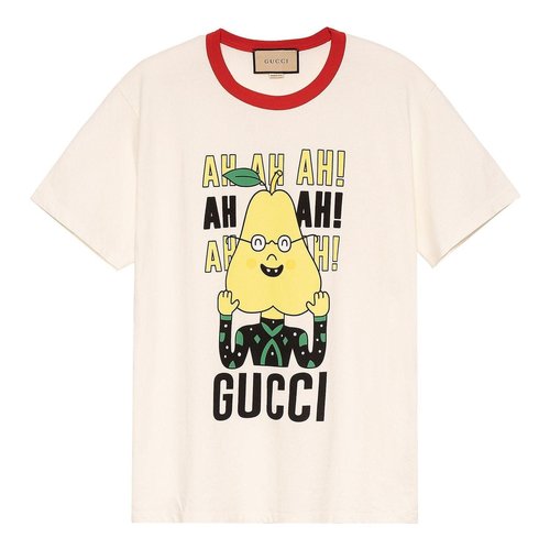Gucci Pear Print Cotton T-Shirt - White - 703439-XJEIY-9095
