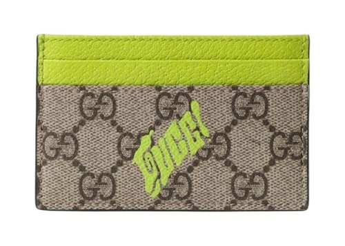 GucciGucci Icon Fun Monogram Card Holder - Beige/Green